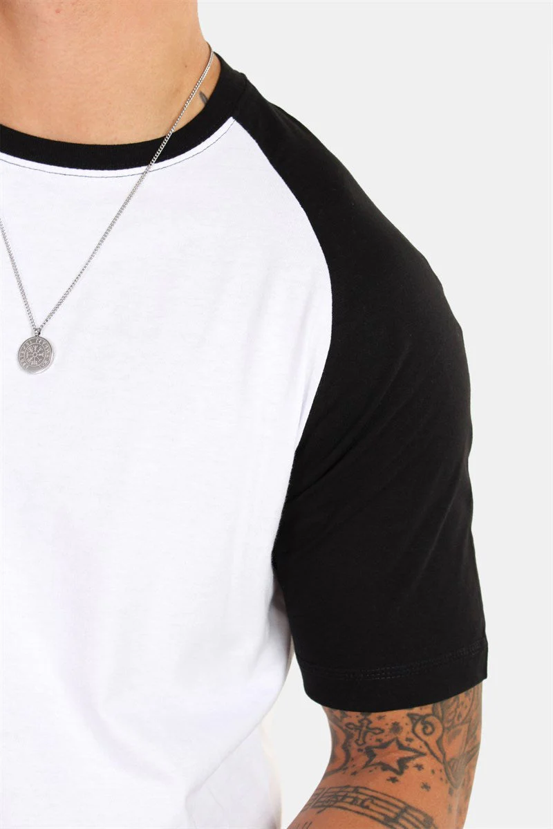 Basic Brand Raglan Tee White/Black - Image 4