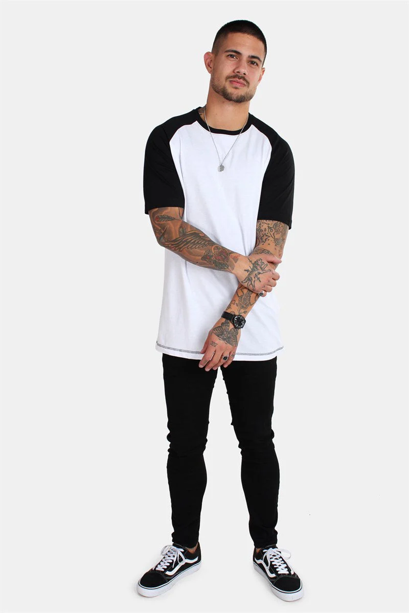 Basic Brand Raglan Tee White/Black - Image 5