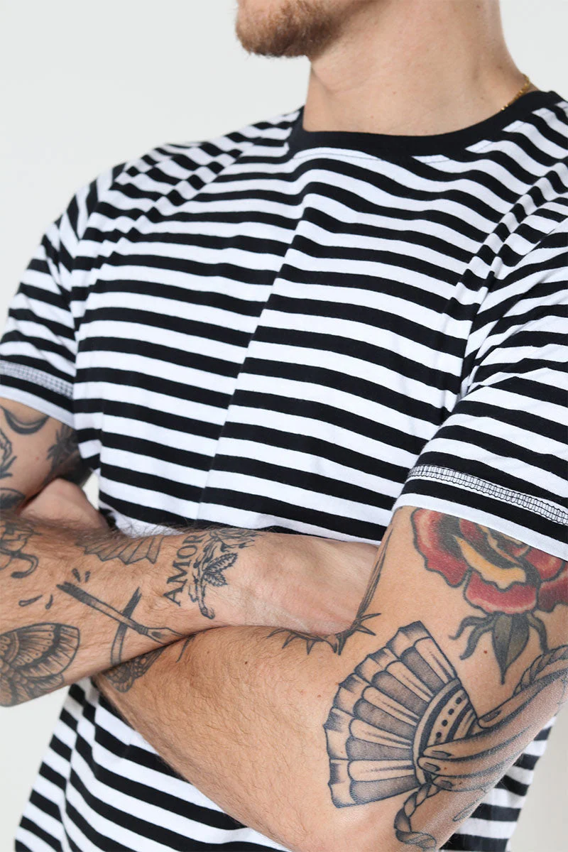 Basic Brand T-shirt Striped Black/White - Image 3