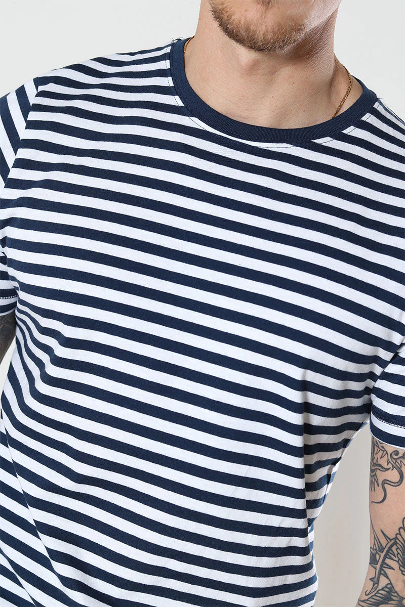 Basic Brand T-shirt Striped Navy/White - Image 3