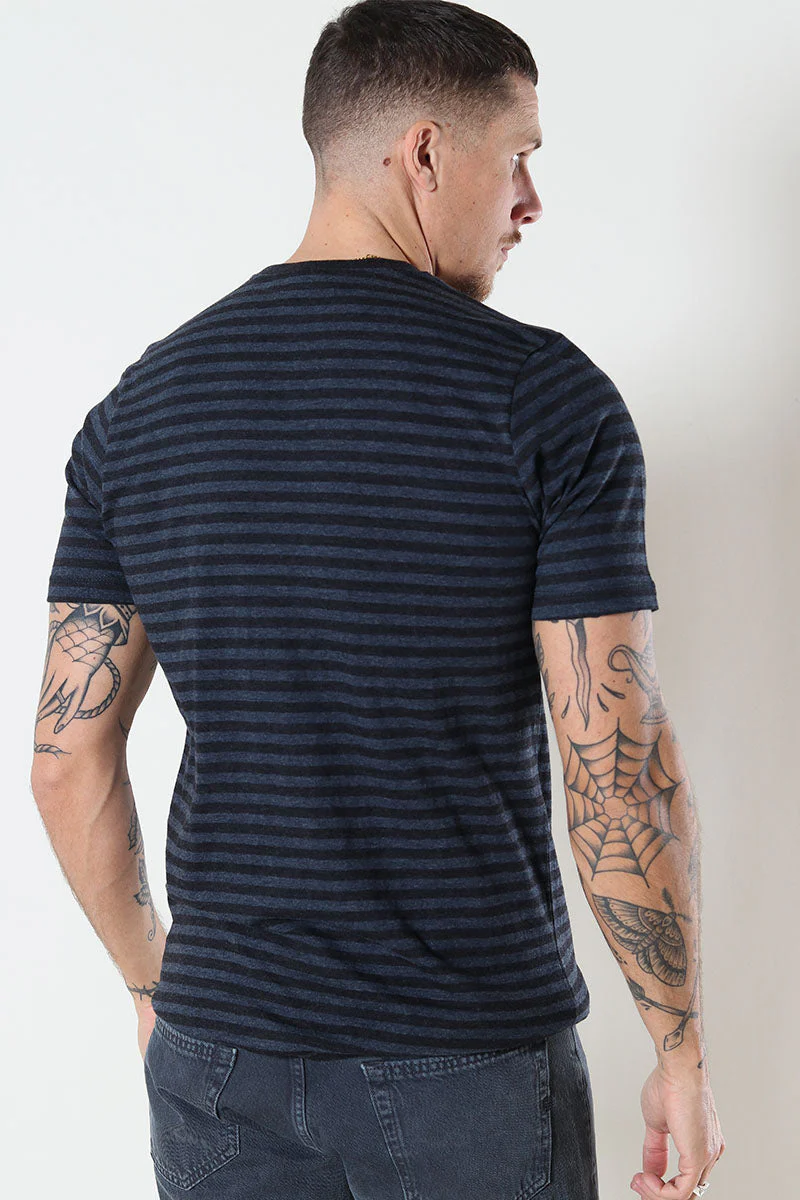 Basic Brand T-shirt Striped Heather Blue/Black - Image 4