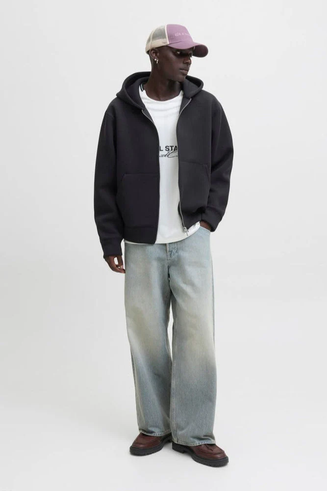 Jack & Jones Cover Scuba Sweat Zip Hood Black - Image 2