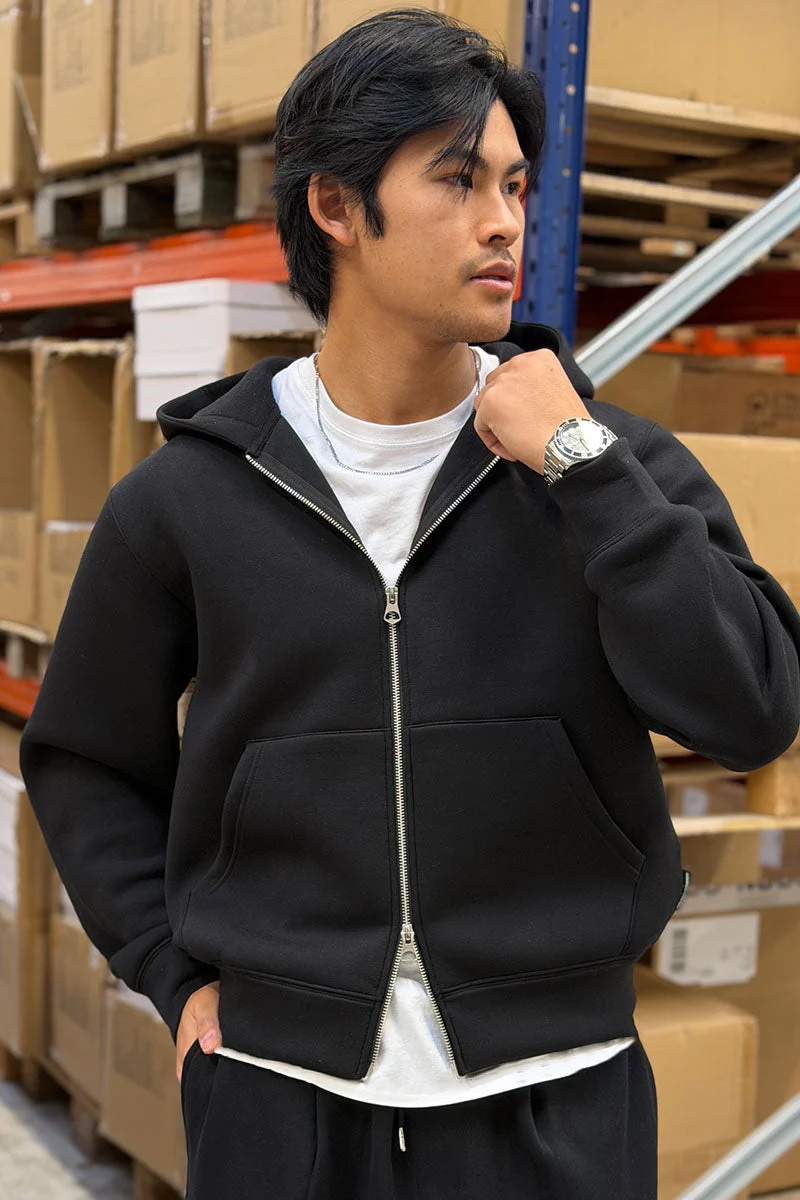 Jack & Jones Cover Scuba Sweat Zip Hood Black - Image 4