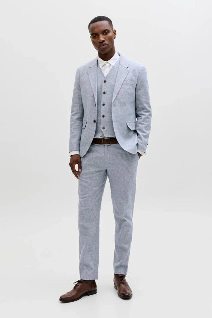 Jack & Jones Martin Summer Blazer Linen Blend Faded Denim - Image 2