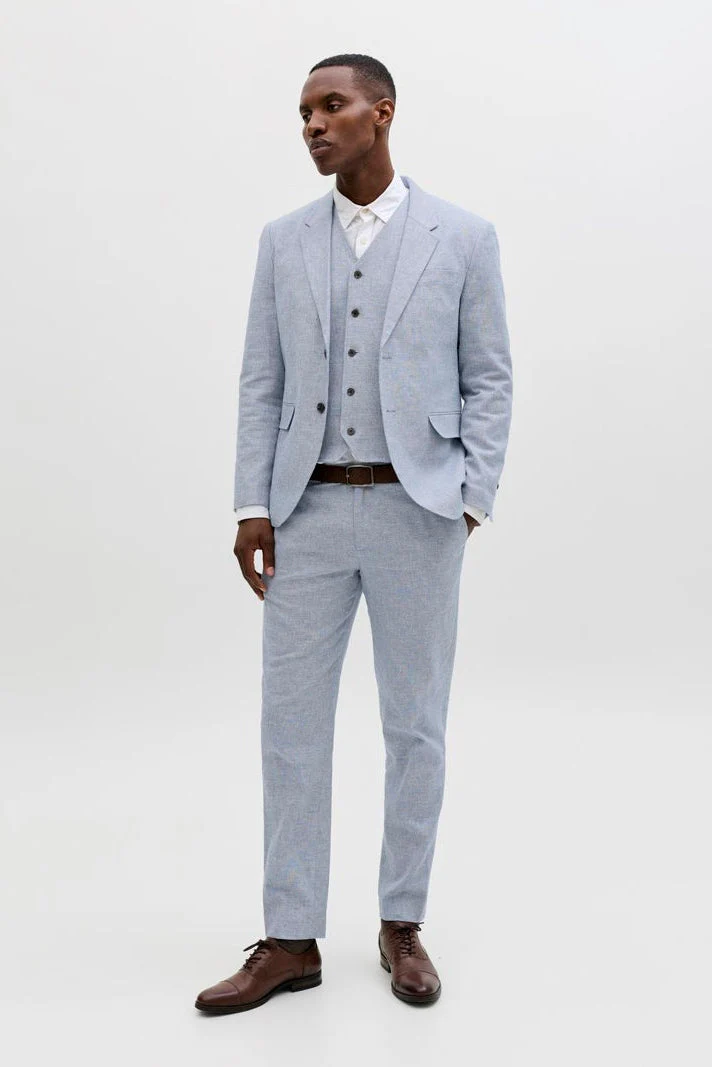 Jack & Jones Martin Summer Trousers Linen Blend Faded Denim - Image 2