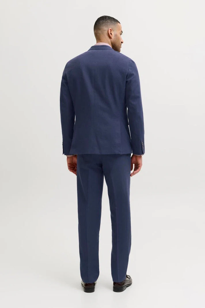Jack & Jones Martin Summer Trousers Linen Blend Dark Navy - Image 4
