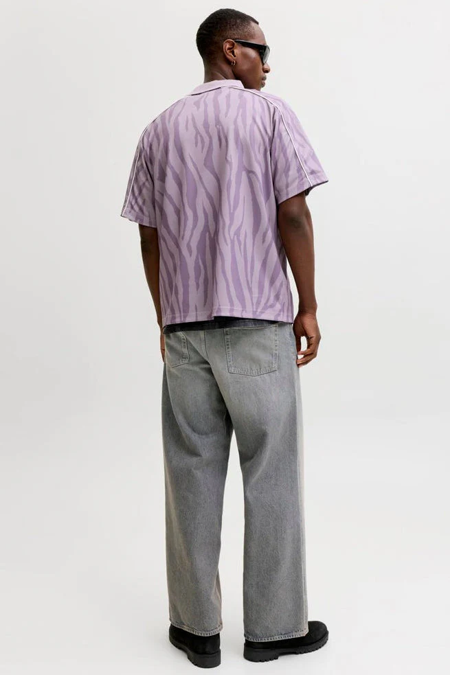 Jack & Jones Codust Piping Football Open Collar Ss Purple Ash - Image 3