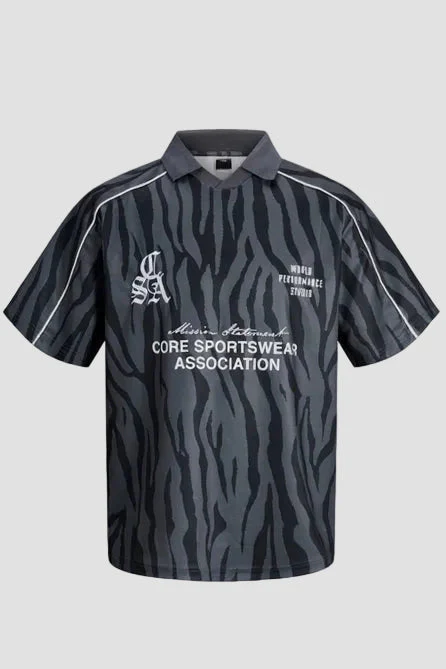 Jack & Jones Codust Piping Football Open Collar SS Black - Image 7