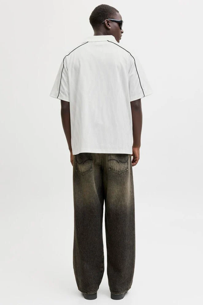 Jack & Jones Codust Piping Football Open Collar Ss Bright White - Image 3