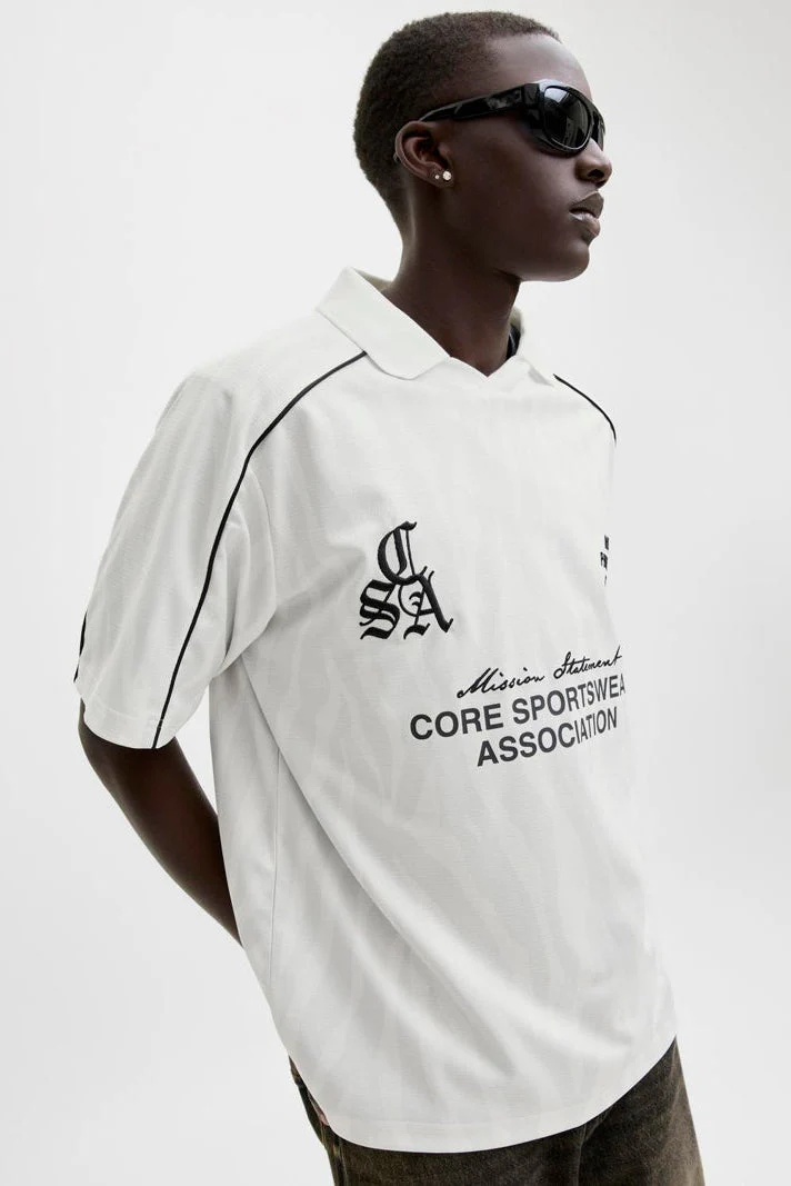 Jack & Jones Codust Piping Football Open Collar Ss Bright White - Image 4