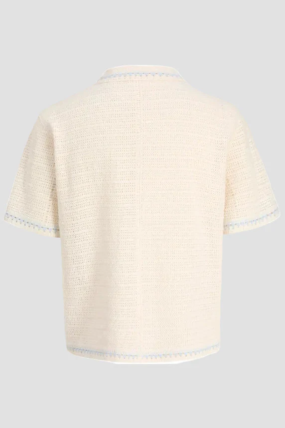 Jack & Jones Orchard Knit Crochet Polo Sea Salt - Image 8