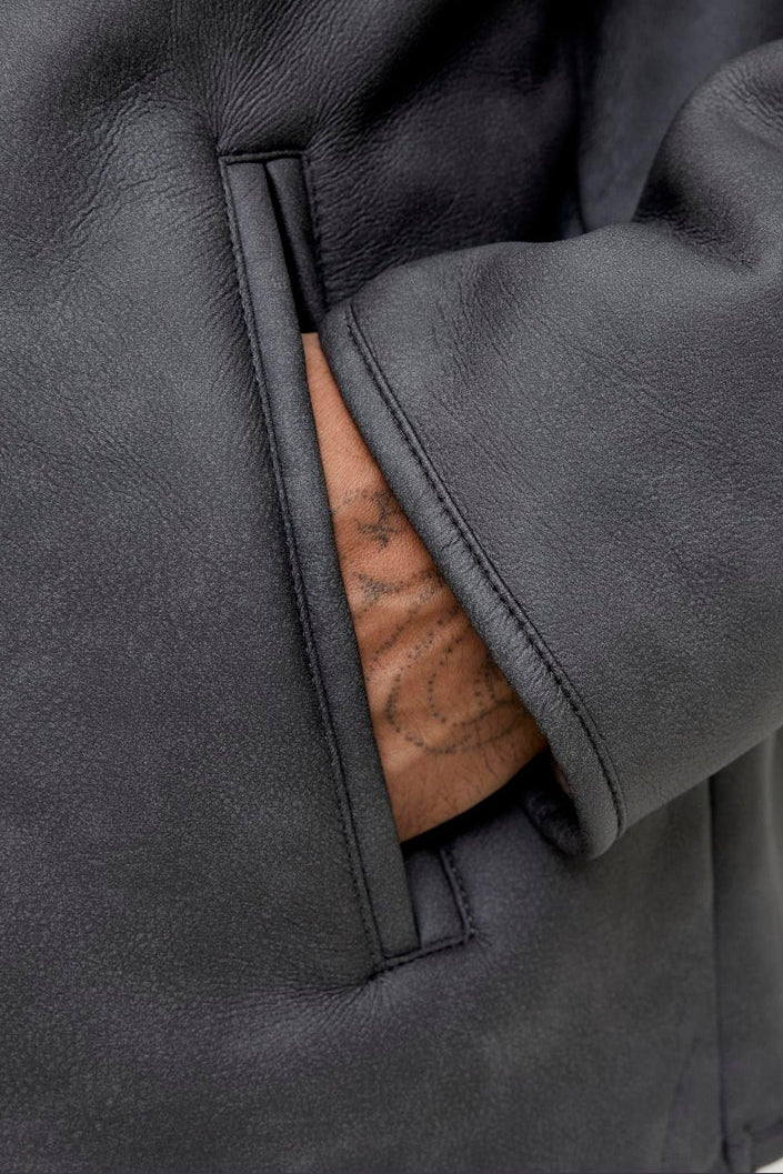 Jack & Jones Core Fade Pu Bomber Jacket Chocolate Brown - Image 5