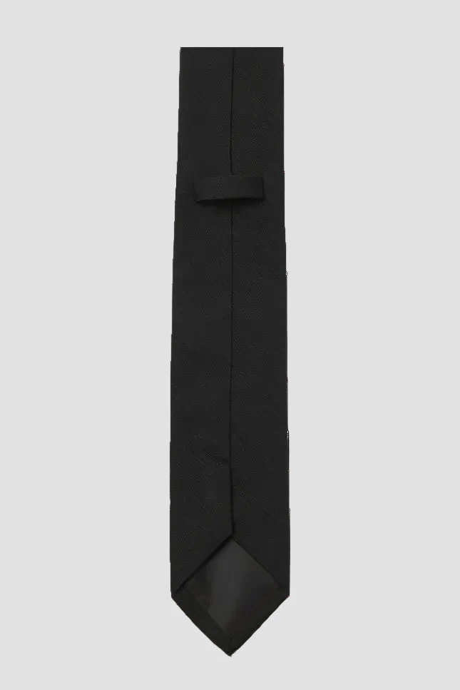 Jack & Jones Solid Structured Tie Black - Image 2