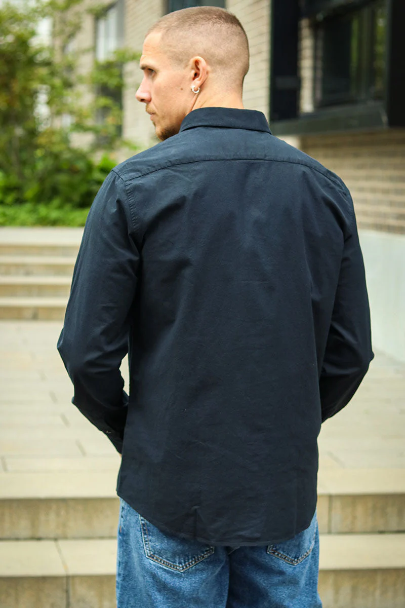 Solid Val Oxford Stretch Shirt LS Black - Image 4