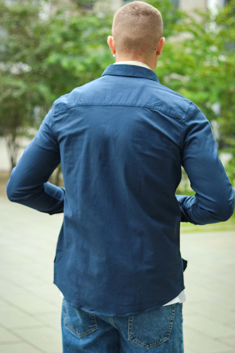 Solid Val Oxford Stretch Shirt LS Insignia Blue - Image 5