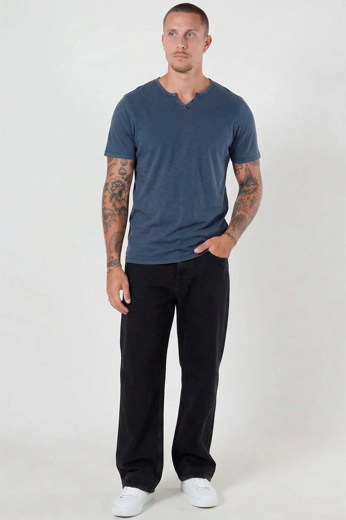 Jack & Jones Split Neck Tee SS Navy Blazer - Image 2
