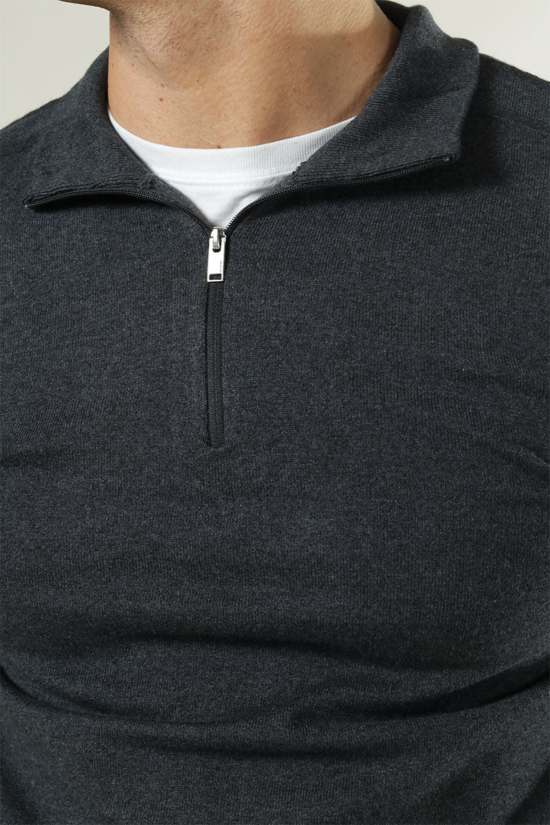 Selected Berg Half Zip Knit Antracit Melange - Image 3