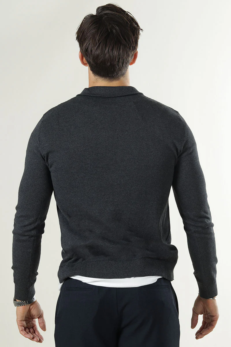 Selected Berg Half Zip Knit Antracit Melange - Image 4