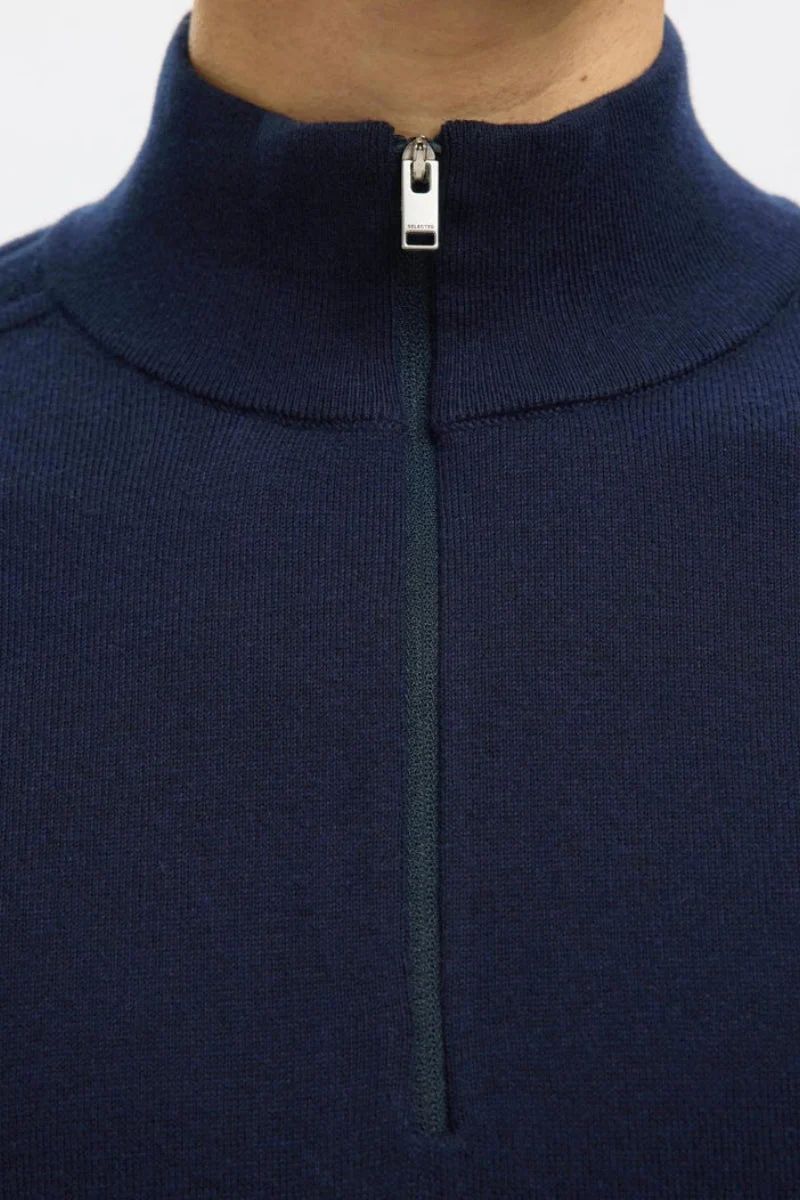 Selected Berg Half Zip Knit Navy Blazer Melange - Image 4