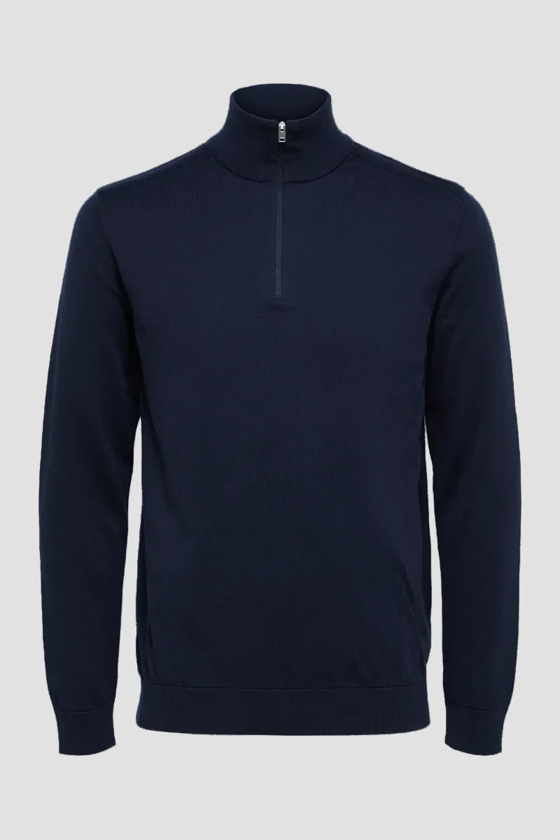 Selected Berg Half Zip Knit Navy Blazer Melange - Image 5