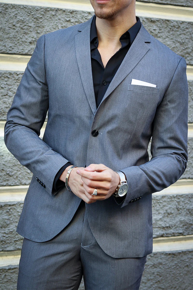 Jack & Jones Premium Franco Slim Fit Suit Light Grey Melange - Image 3