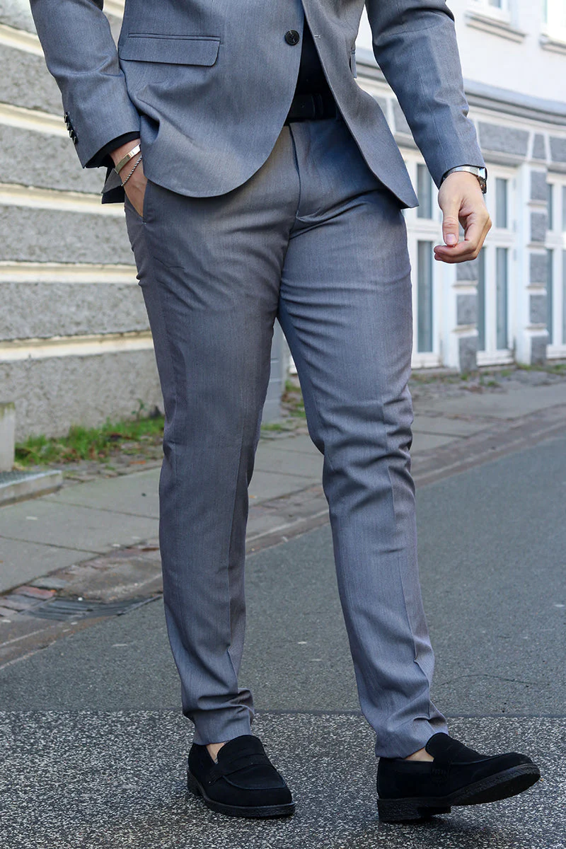 Jack & Jones Premium Franco Slim Fit Suit Light Grey Melange - Image 5