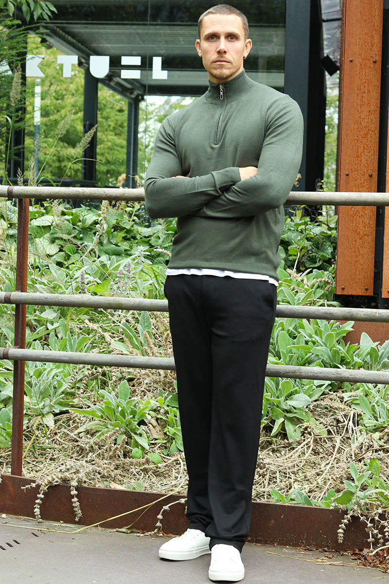 JEFF FRANKIE HALF ZIP KNIT Army - Image 2