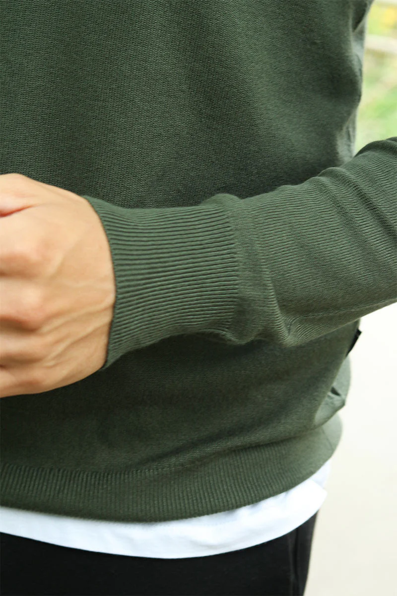 JEFF FRANKIE HALF ZIP KNIT Army - Image 4