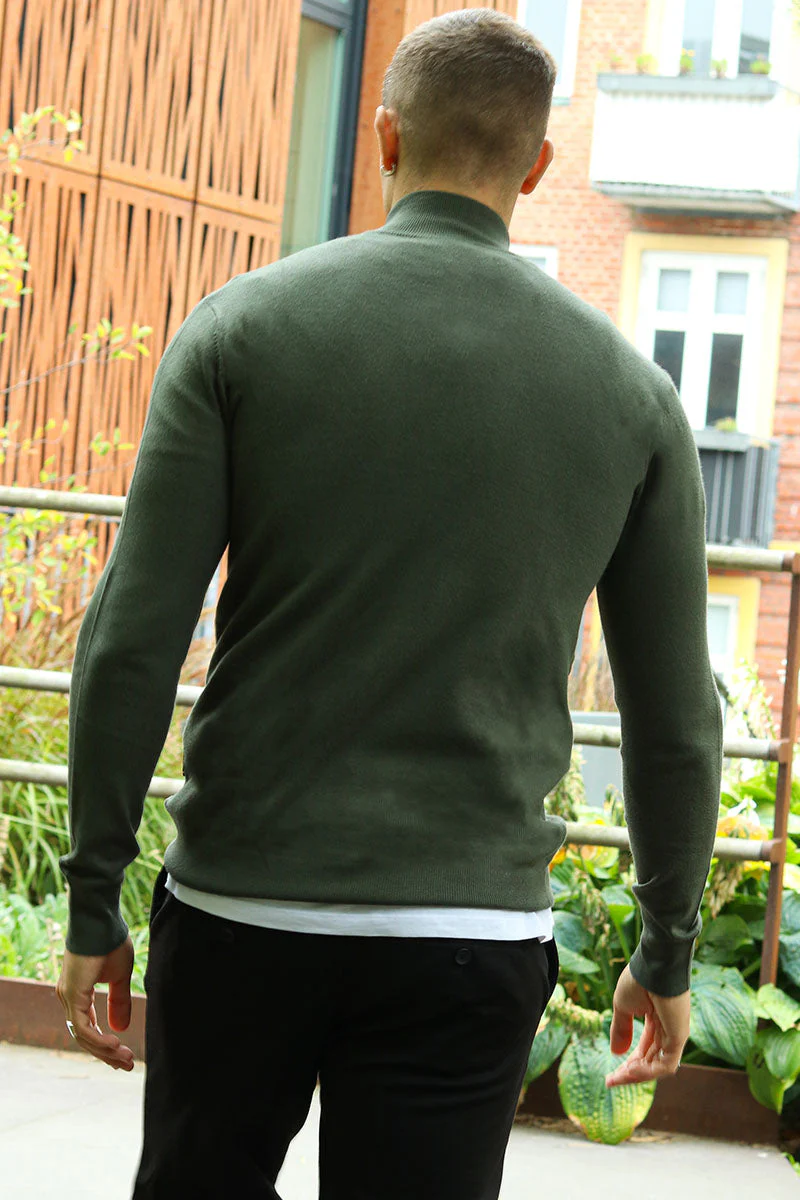 JEFF FRANKIE HALF ZIP KNIT Army - Image 5