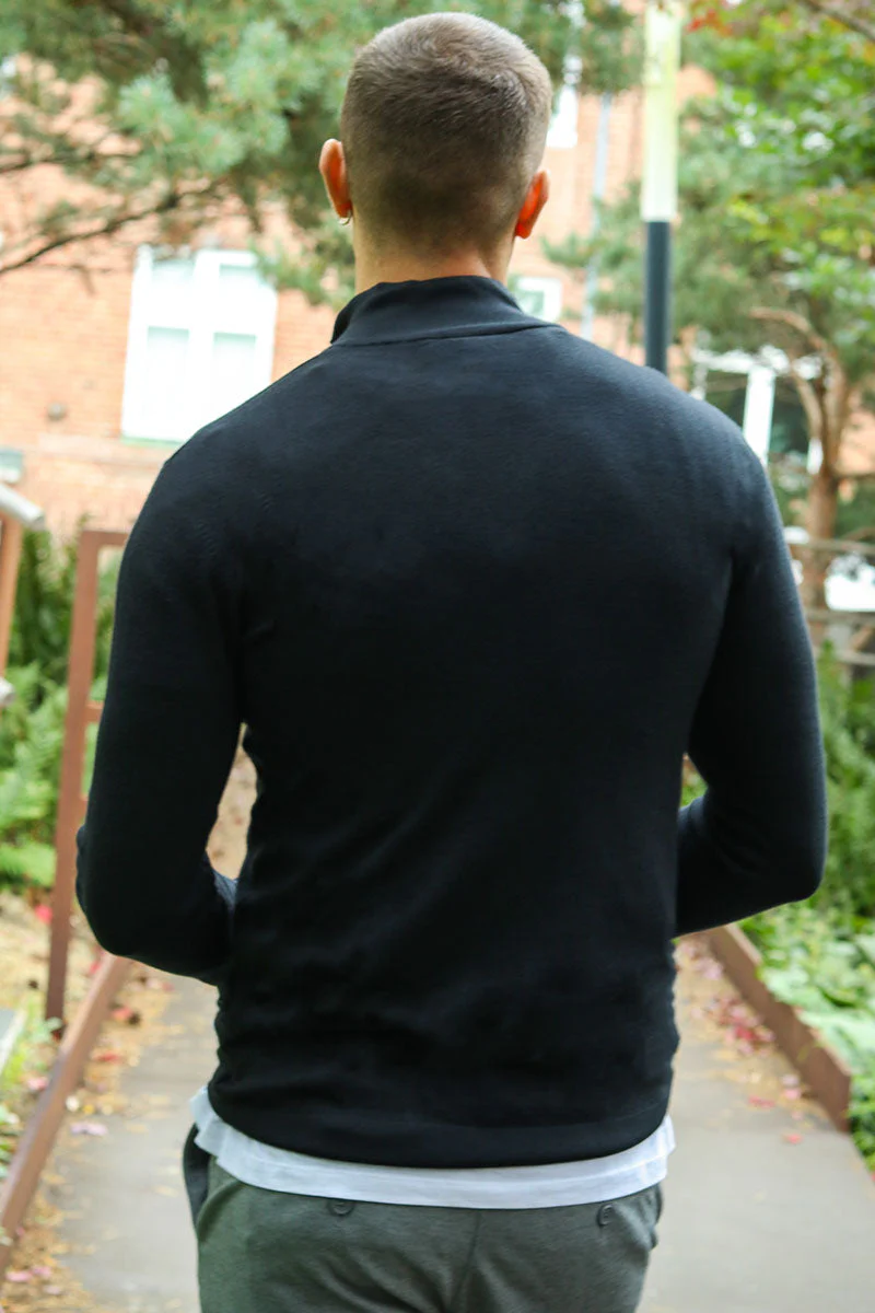 JEFF FRANKIE HALF ZIP KNIT Black - Image 5