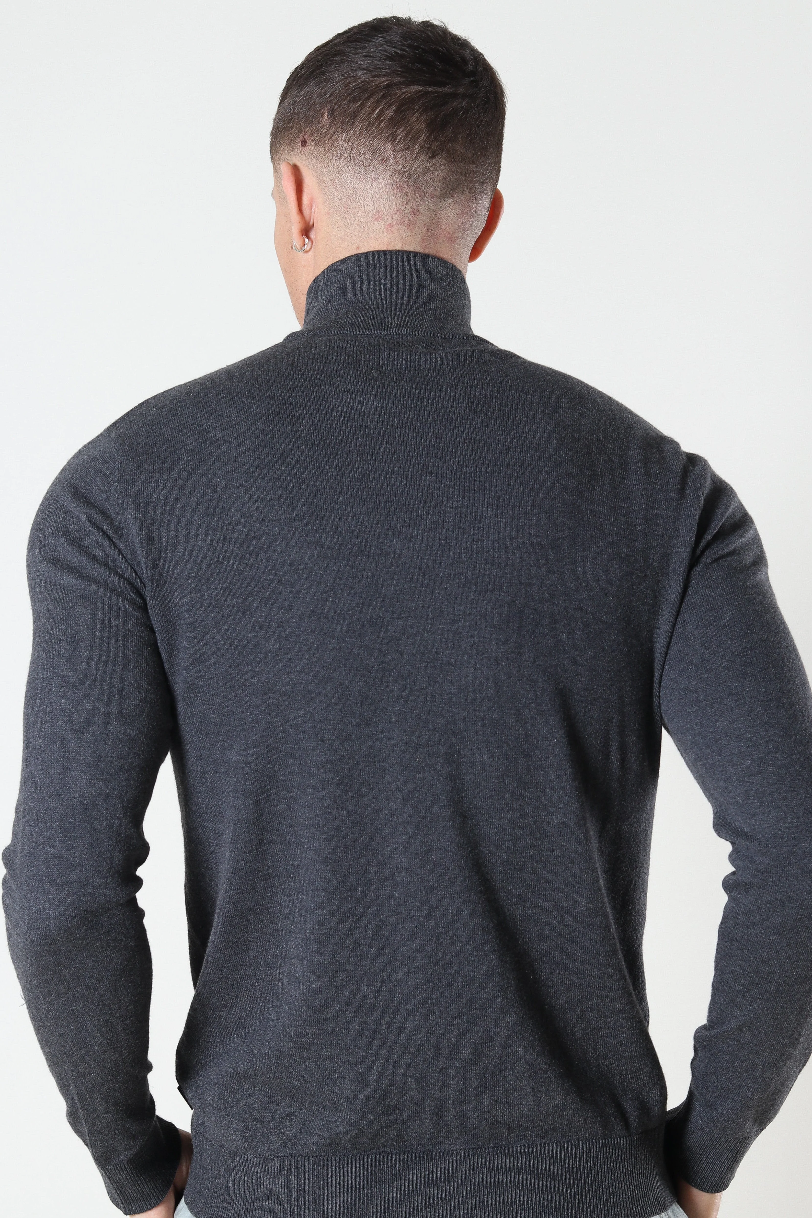 Jack & Jones JJEEMIL KNIT HALF ZIP NOOS Dark Grey Melange - Image 3