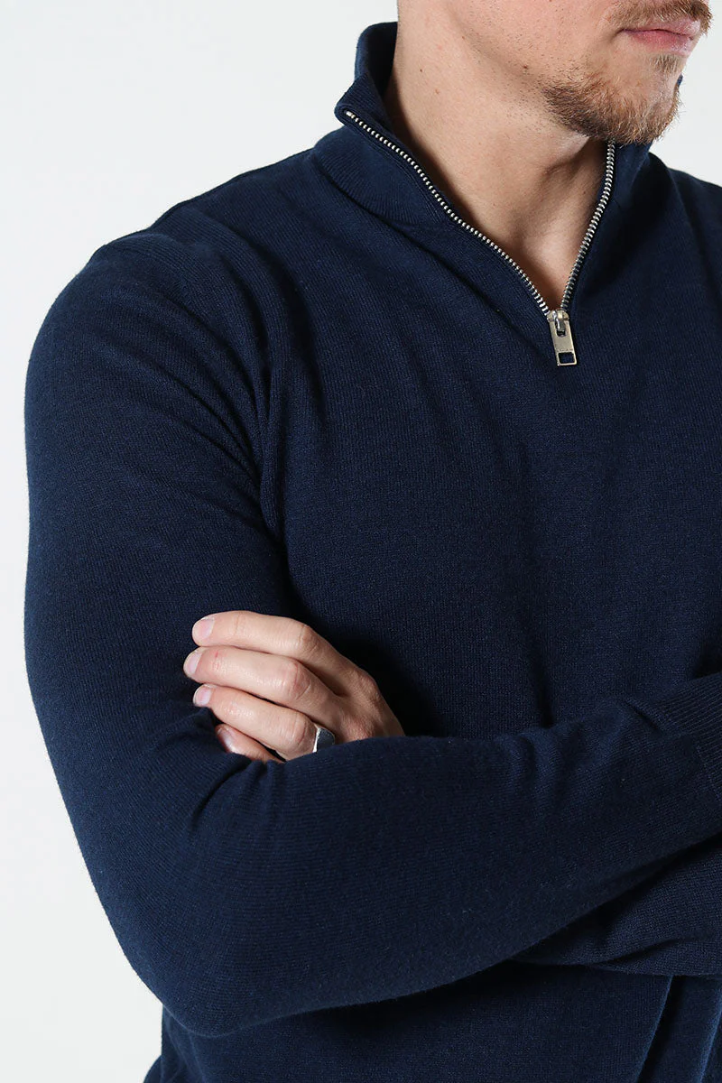 Jack & Jones JJEEMIL KNIT HALF ZIP NOOS Navy Blazer - Image 3