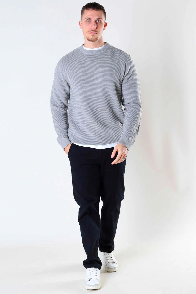 Solid Valencia Crew Knit Light Grey Melange - Image 2