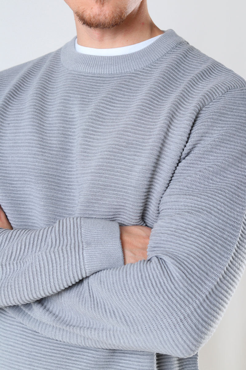 Solid Valencia Crew Knit Light Grey Melange - Image 3