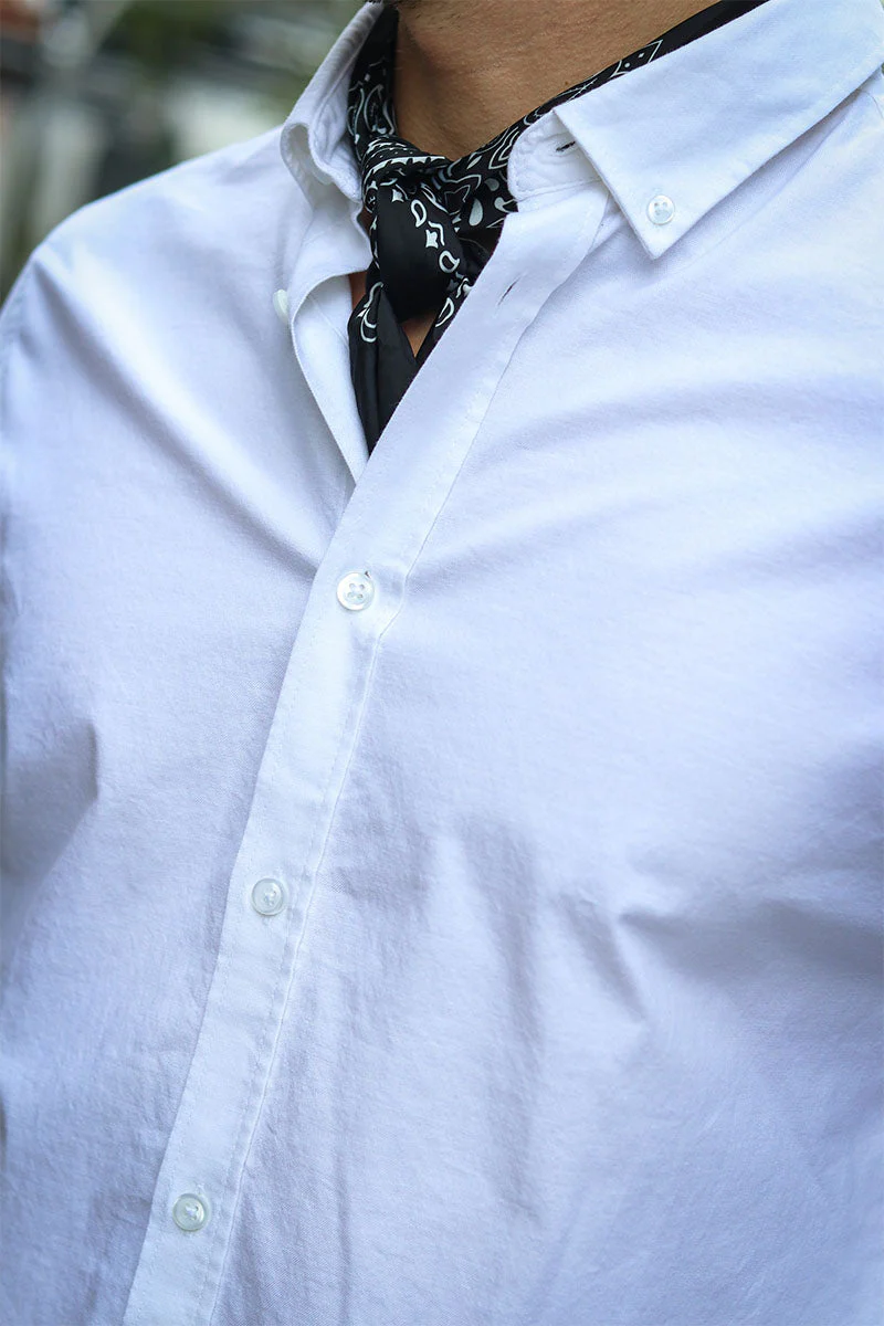 Solid Val Oxford Stretch Shirt LS White - Image 3