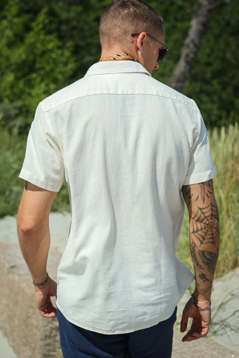 Solid Allan SS Linen Shirt Off White - Image 4