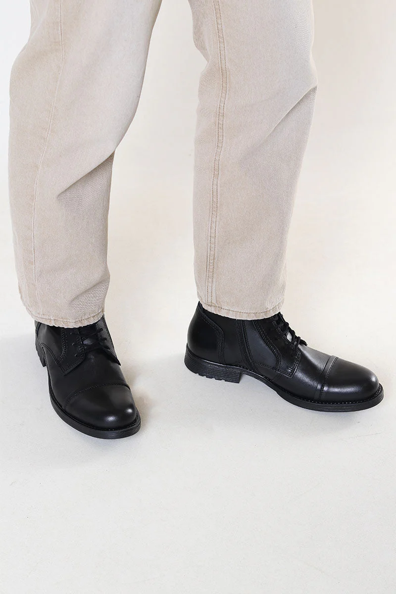 Jack & Jones RUSSEL LEATHER BOOTS Anthracite - Image 6
