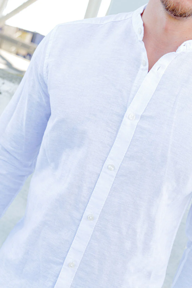 ONLY & SONS ONSCAIDEN LS SOLID LINEN MAO SHIRT NOOS White - Image 3