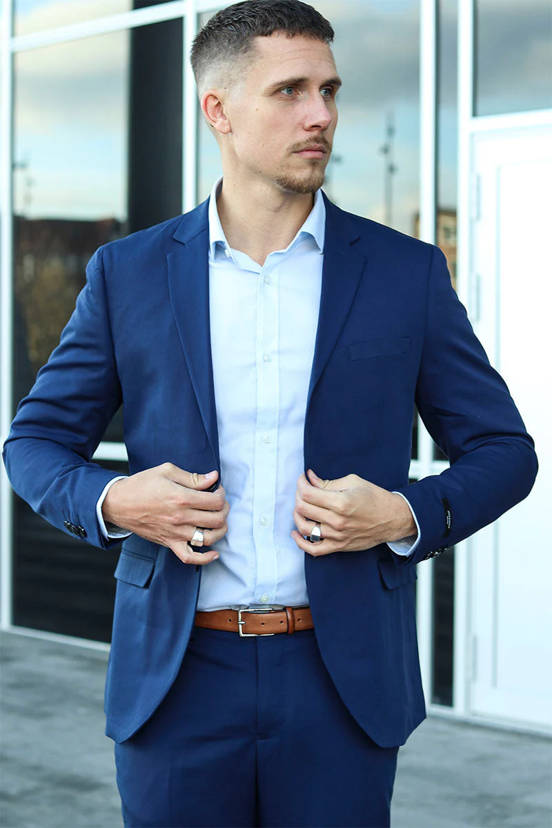 Jack & Jones Premium Franco Slim Fit Blazer Medieval Blue - Image 3