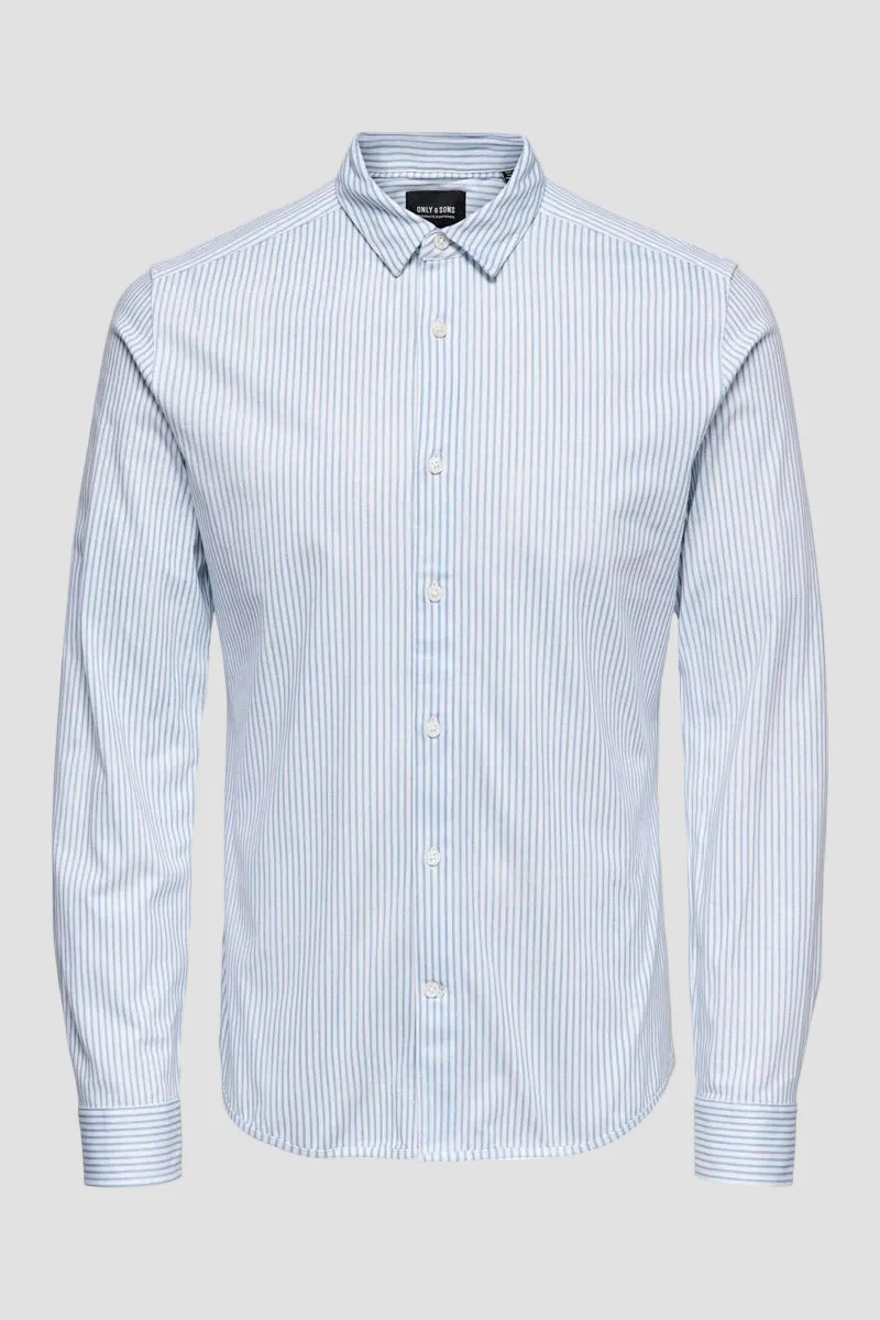 ONLY & SONS Miles Stripe LS Stretch Shirt Cashmere Blue - Image 6