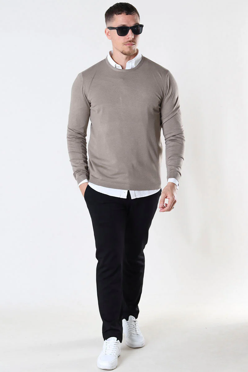 JEFF GREYSON CREW KNIT Dark Beige - Image 2