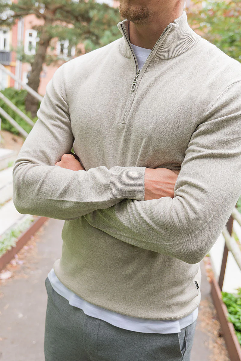 JEFF FRANKIE HALF ZIP KNIT Beige - Image 4