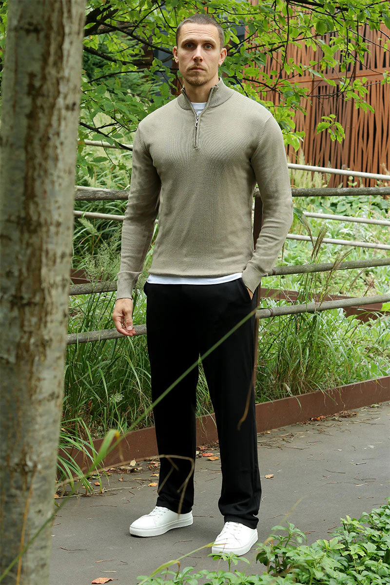 JEFF FRANKIE HALF ZIP KNIT Dark Beige - Image 2