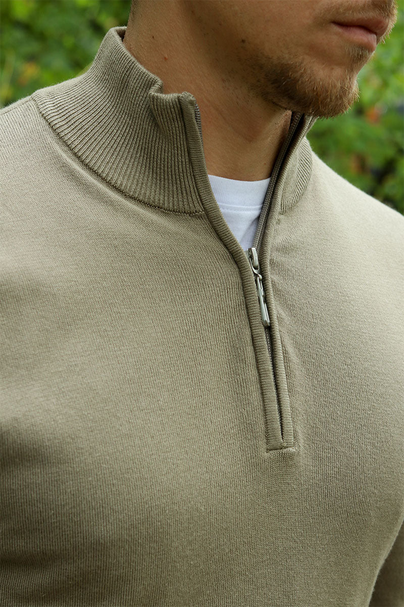 JEFF FRANKIE HALF ZIP KNIT Dark Beige - Image 4