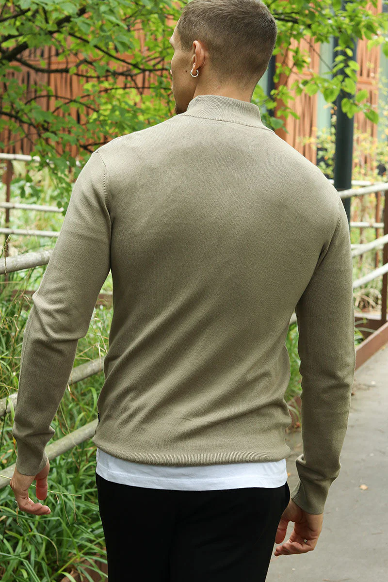 JEFF FRANKIE HALF ZIP KNIT Dark Beige - Image 6