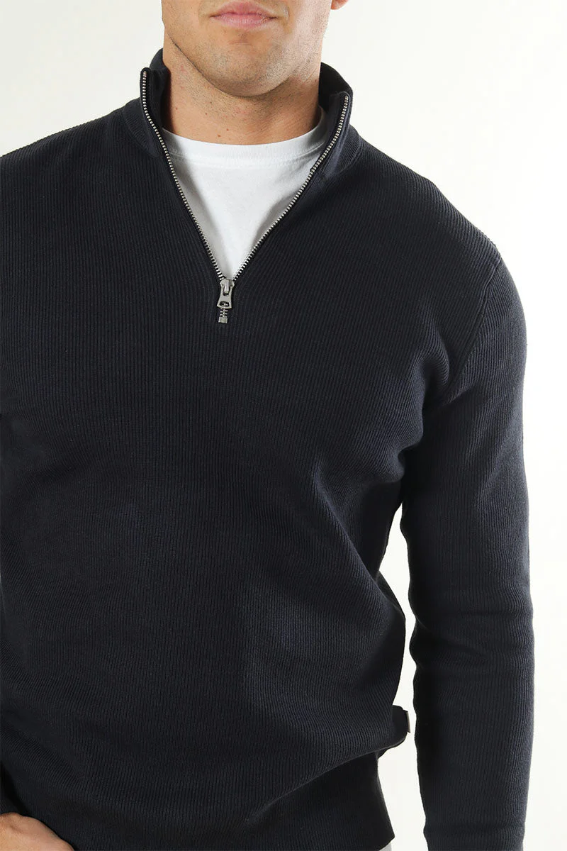 ONLY & SONS PHIL COTTON HALF ZIP KNIT Dark Navy - Image 3