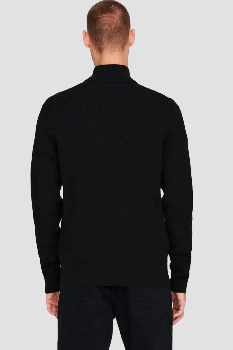ONLY & SONS PHIL COTTON HALF ZIP KNIT Black - Image 4