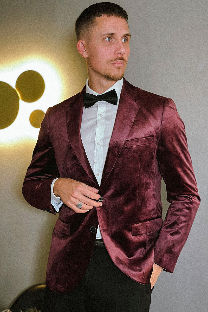 JEFF George Velour Blazer Bordeaux - Image 5