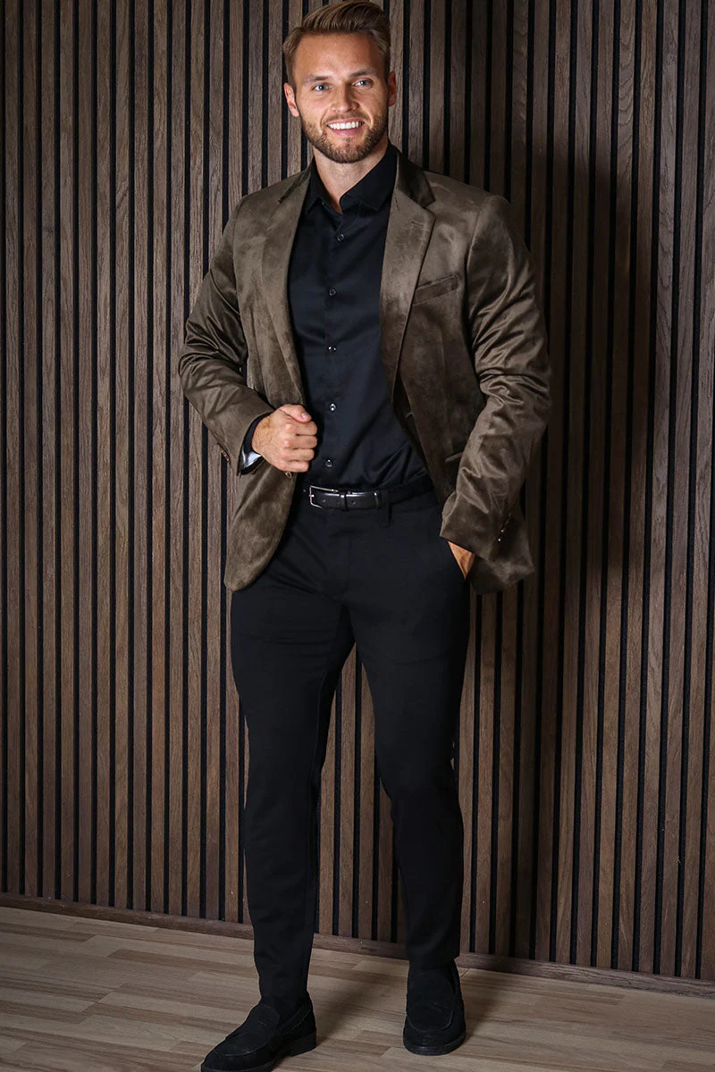 JEFF George Velour Blazer Army - Image 2