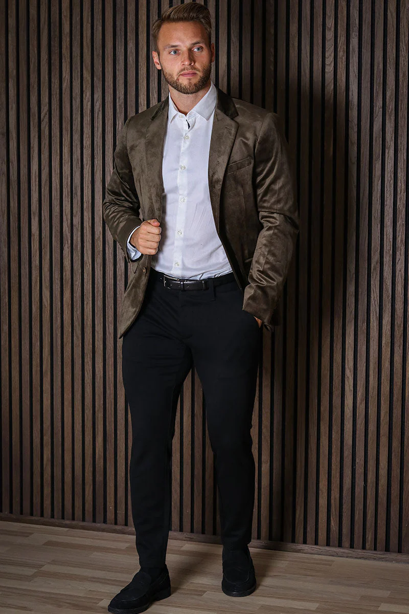 JEFF George Velour Blazer Army - Image 3